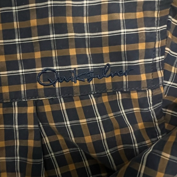 QUIKSILVER Waterman Button Down Dress Shirt Blue, Yellow, White Men's Size L - Picture 4 of 5